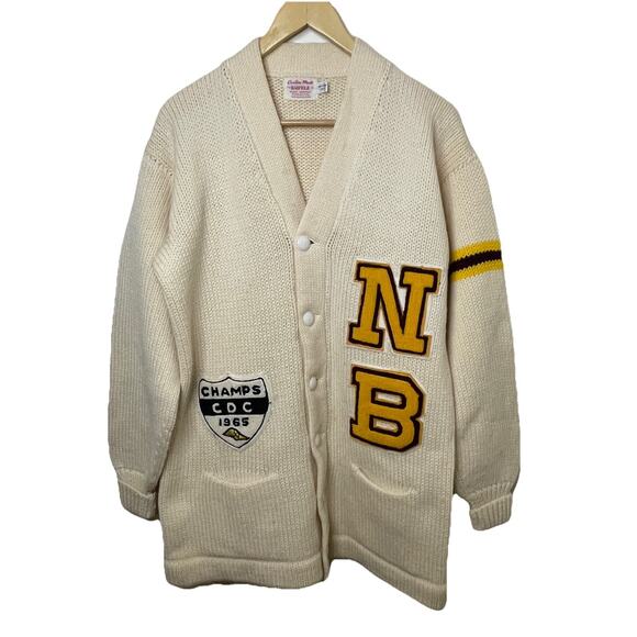 The Hadfield Co. Other - VTG 60s Letterman Cream Cardigan Varsity Letter Sweater Track Running Champs 42